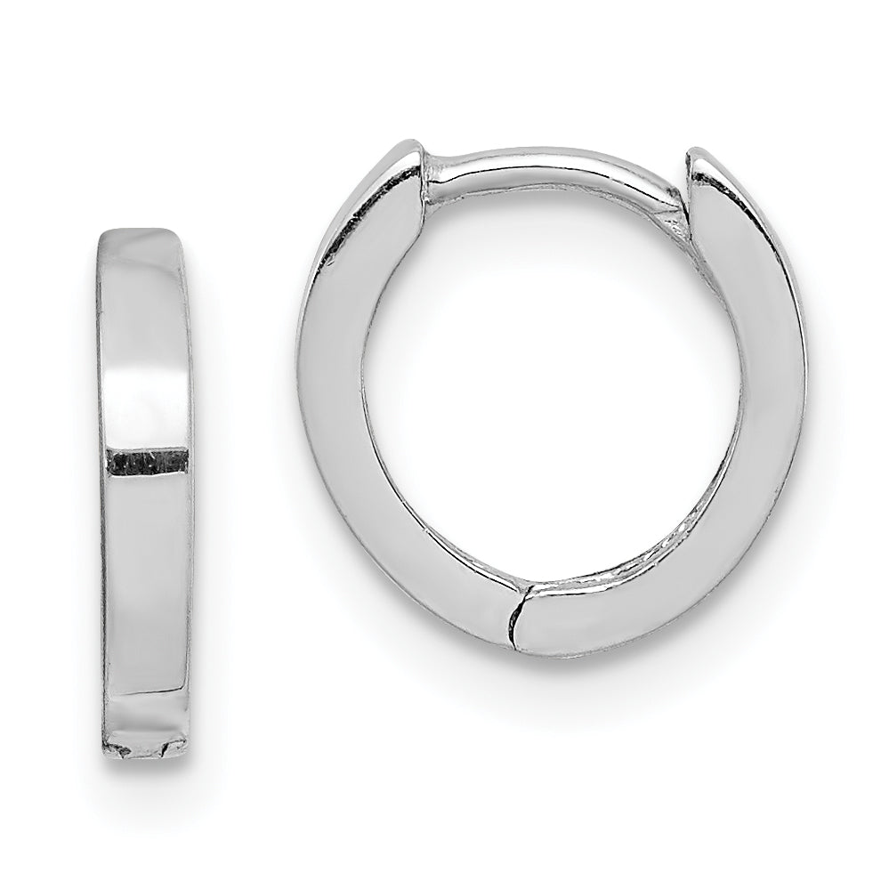 Sterling Silver Rhodium Polished Hinged Hoop Earrings Main image