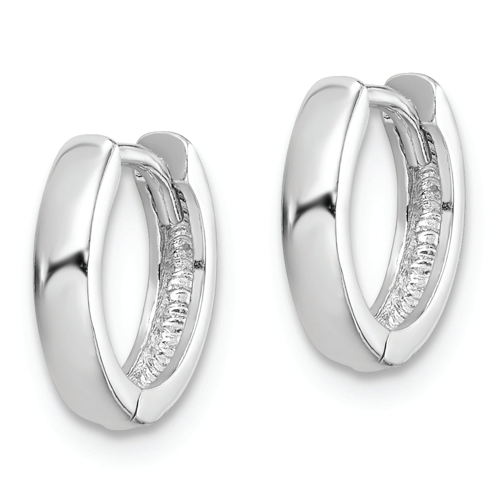 Sterling Silver Rhodium Polished Hinged Hoop Earrings Secondary image