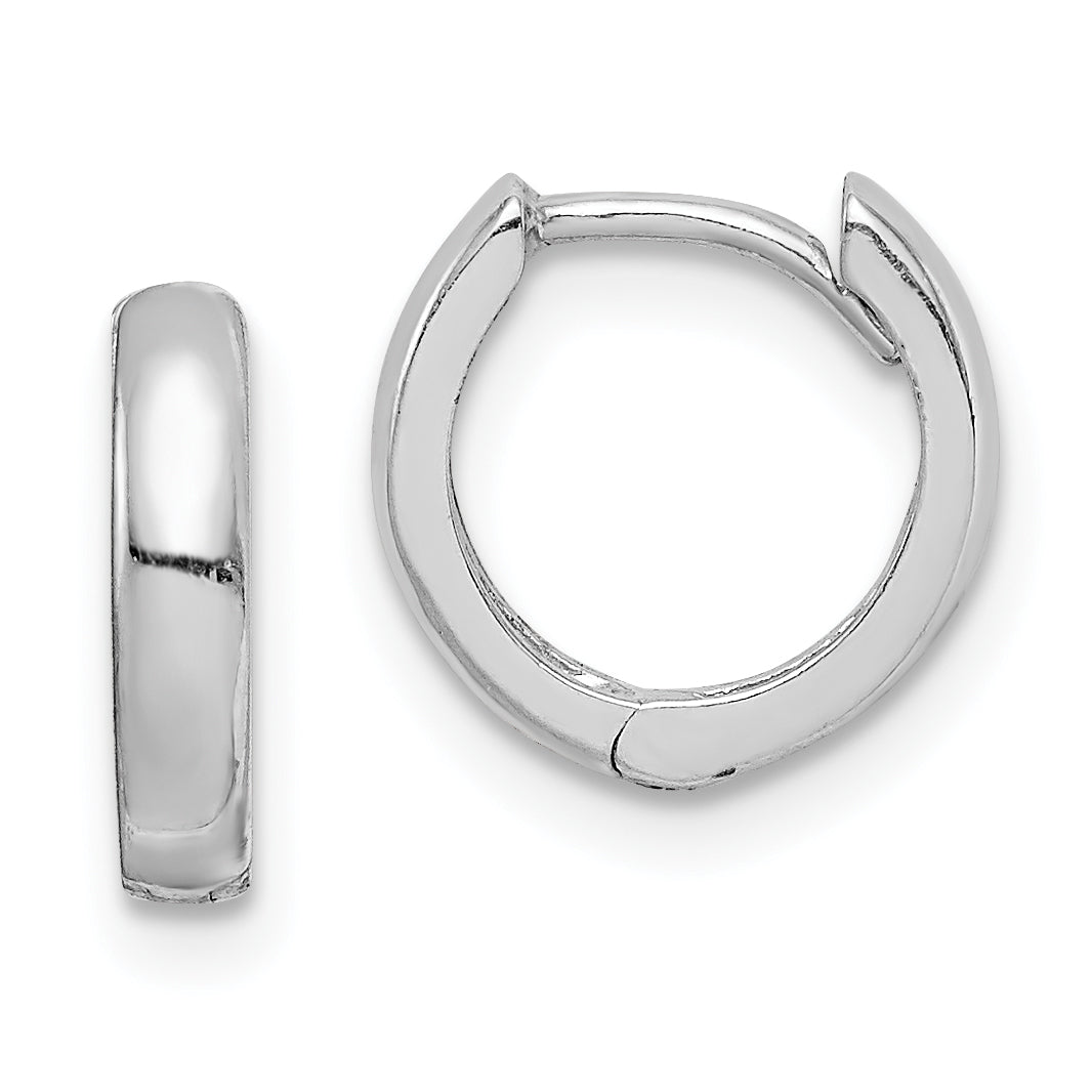 Sterling Silver Rhodium Polished Hinged Hoop Earrings Main image