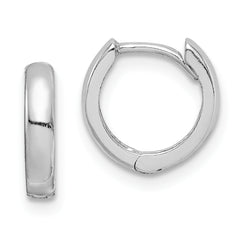 Sterling Silver Rhodium Polished Hinged Hoop Earrings