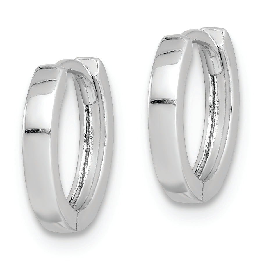 Sterling Silver Rhodium Polished Hinged Hoop Earrings Secondary image