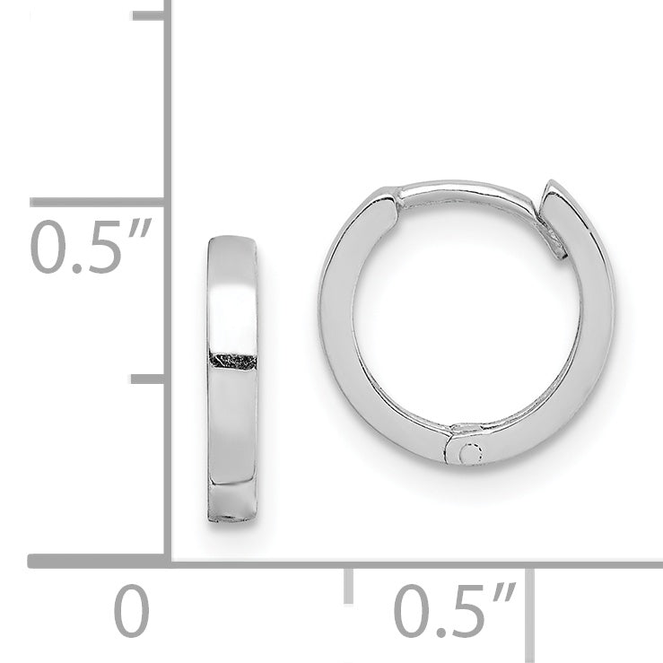 Sterling Silver Rhodium Polished Hinged Hoop Earrings