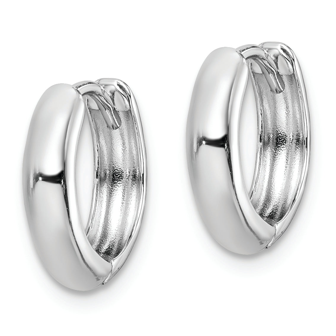Sterling Silver Rhodium Polished Hinged Hoop Earrings Secondary image