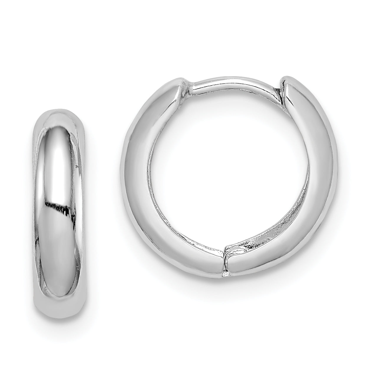 Sterling Silver Rhodium Polished Hinged Hoop Earrings Main image