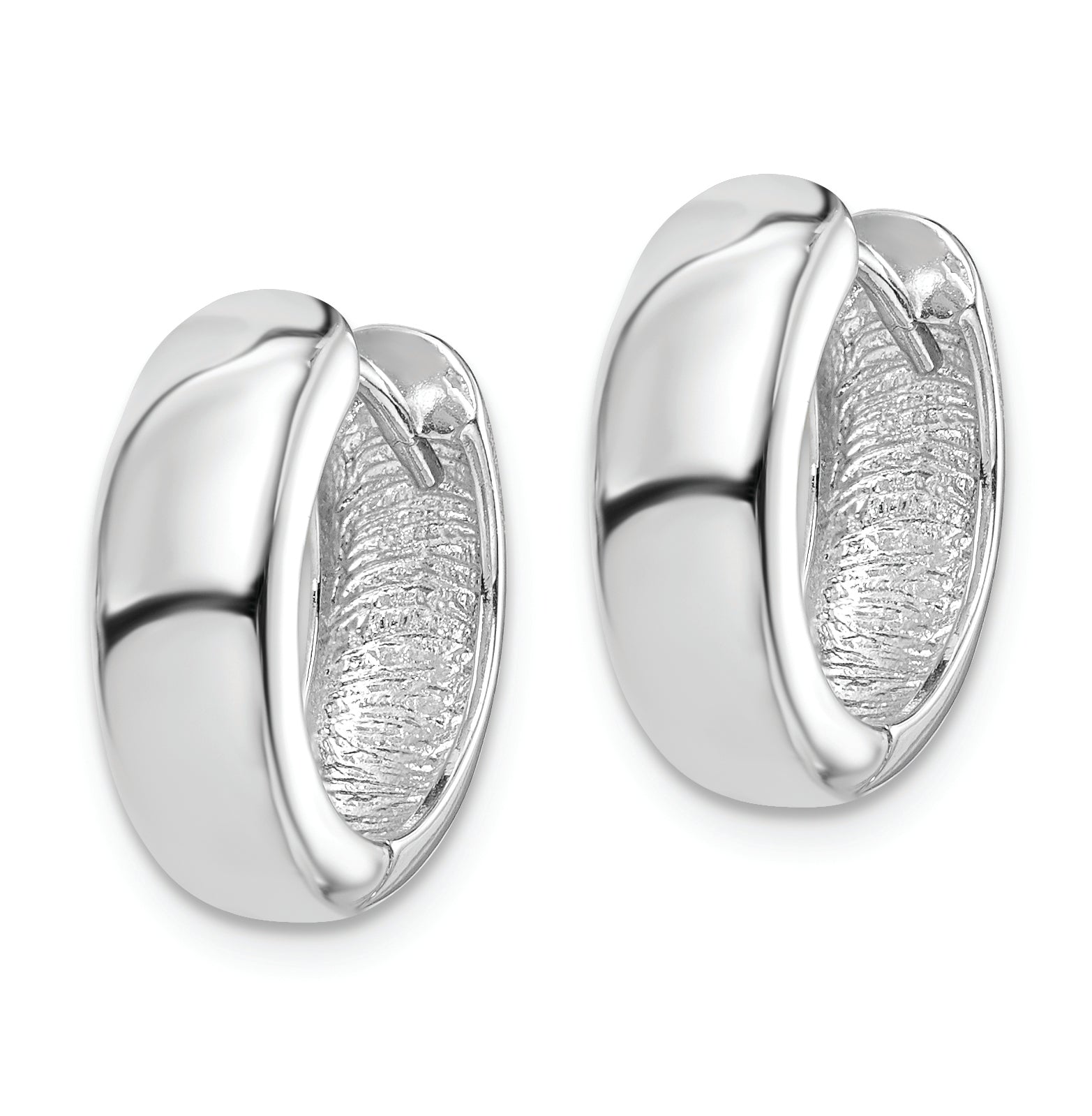 Sterling Silver Rhodium Polished Hinged Hoop Earrings Secondary image