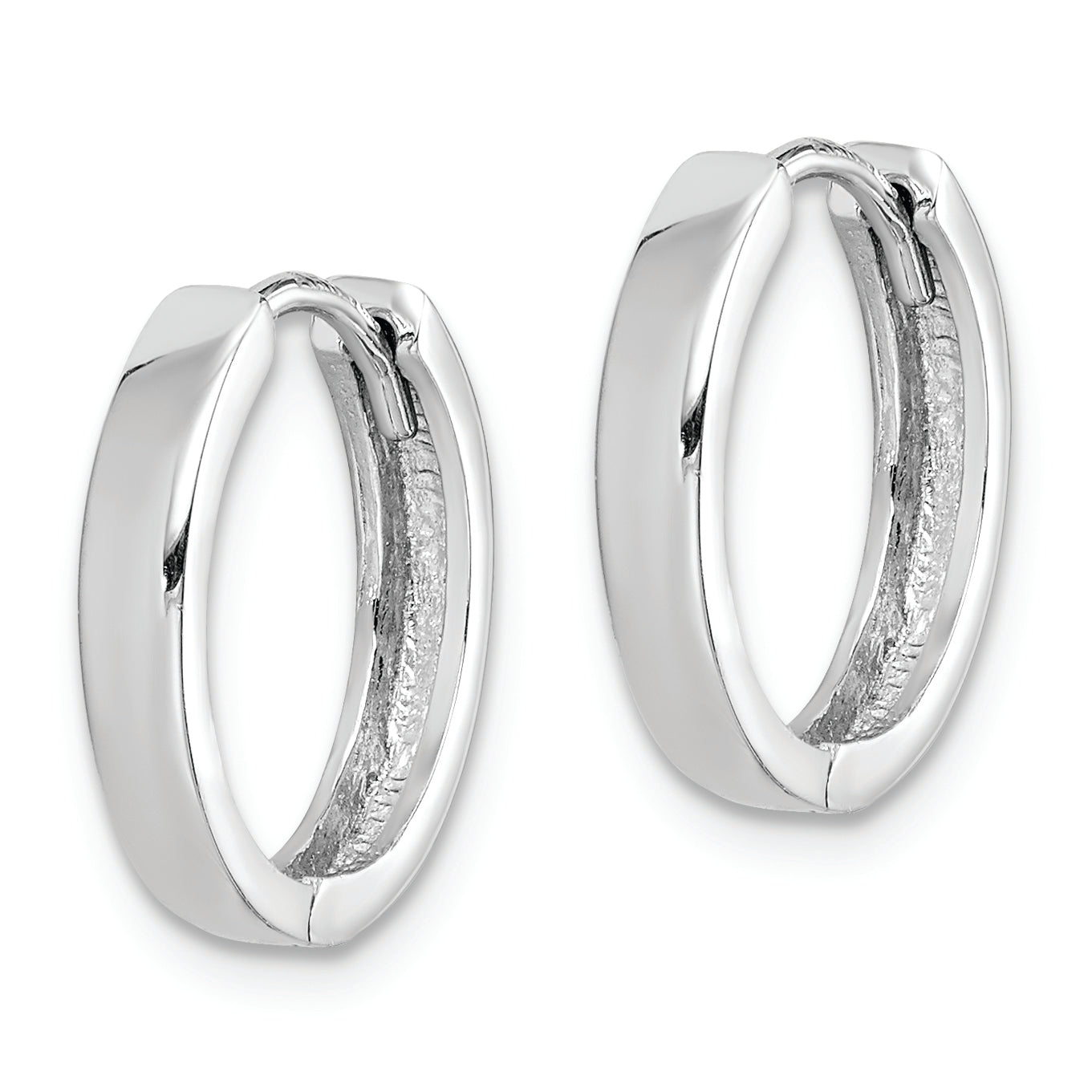 Sterling Silver Rhodium Polished Hinged Hoop Earrings Secondary image