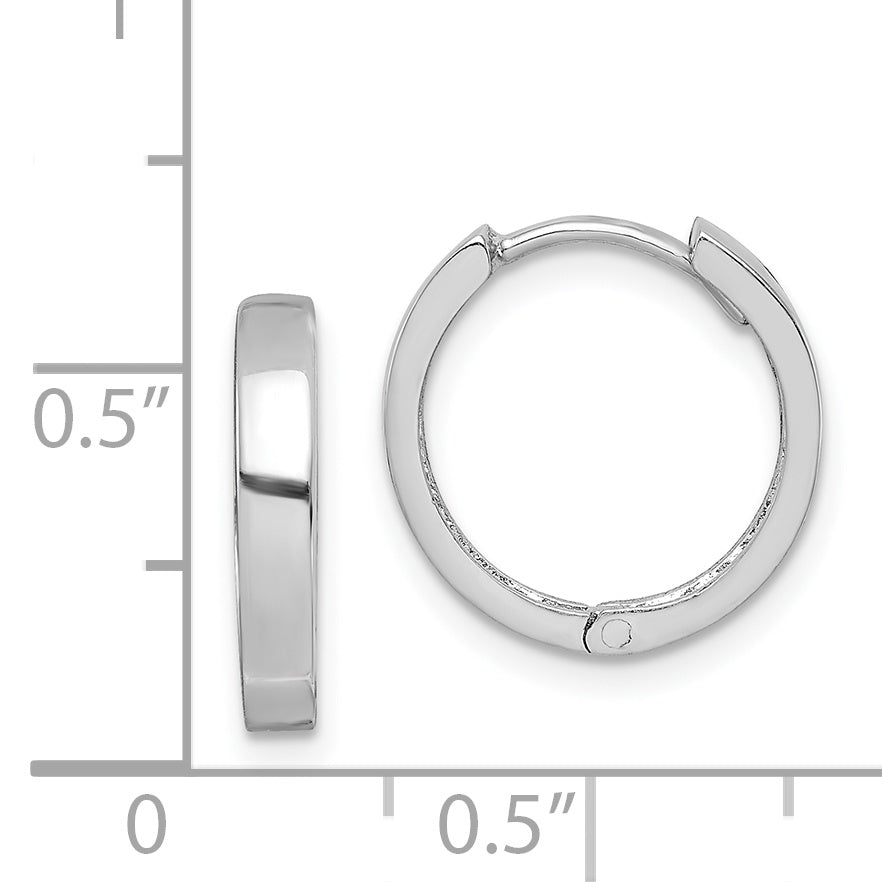 Sterling Silver Rhodium Polished Hinged Hoop Earrings