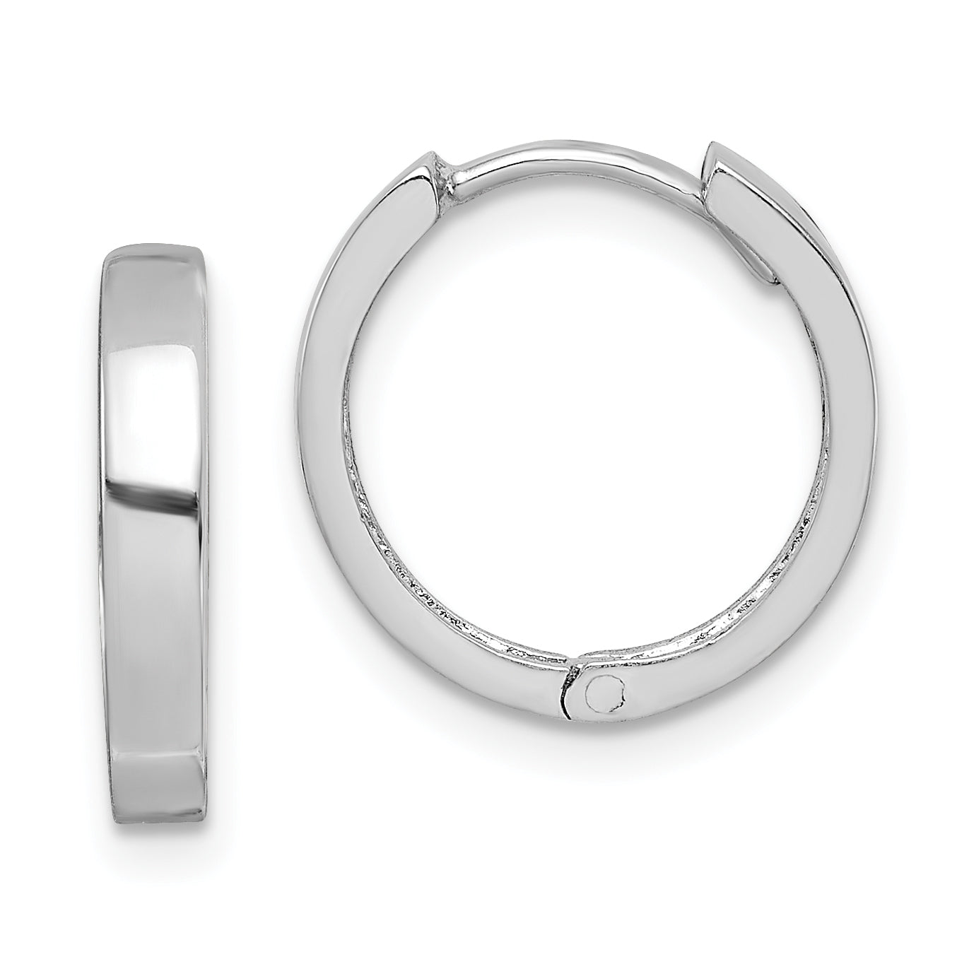 Sterling Silver Rhodium Polished Hinged Hoop Earrings Main image