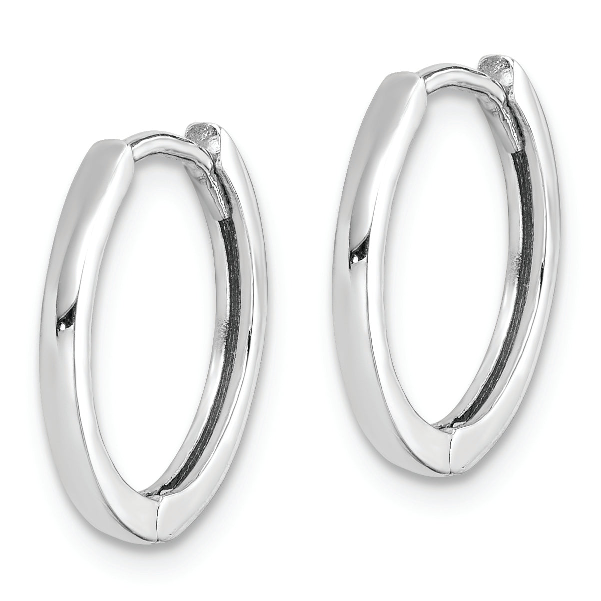 Sterling Silver Rhodium Polished Hinged Hoop Earrings Secondary image