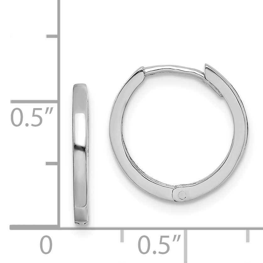 Sterling Silver Rhodium Polished Hinged Hoop Earrings