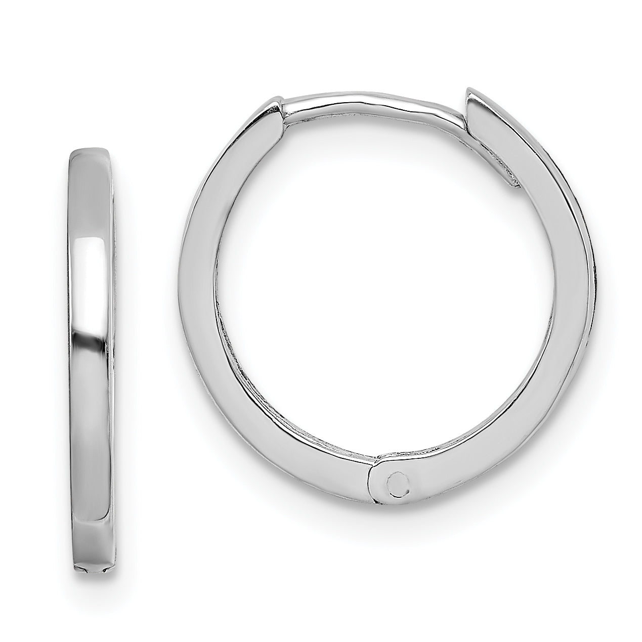 Sterling Silver Rhodium Polished Hinged Hoop Earrings Main image