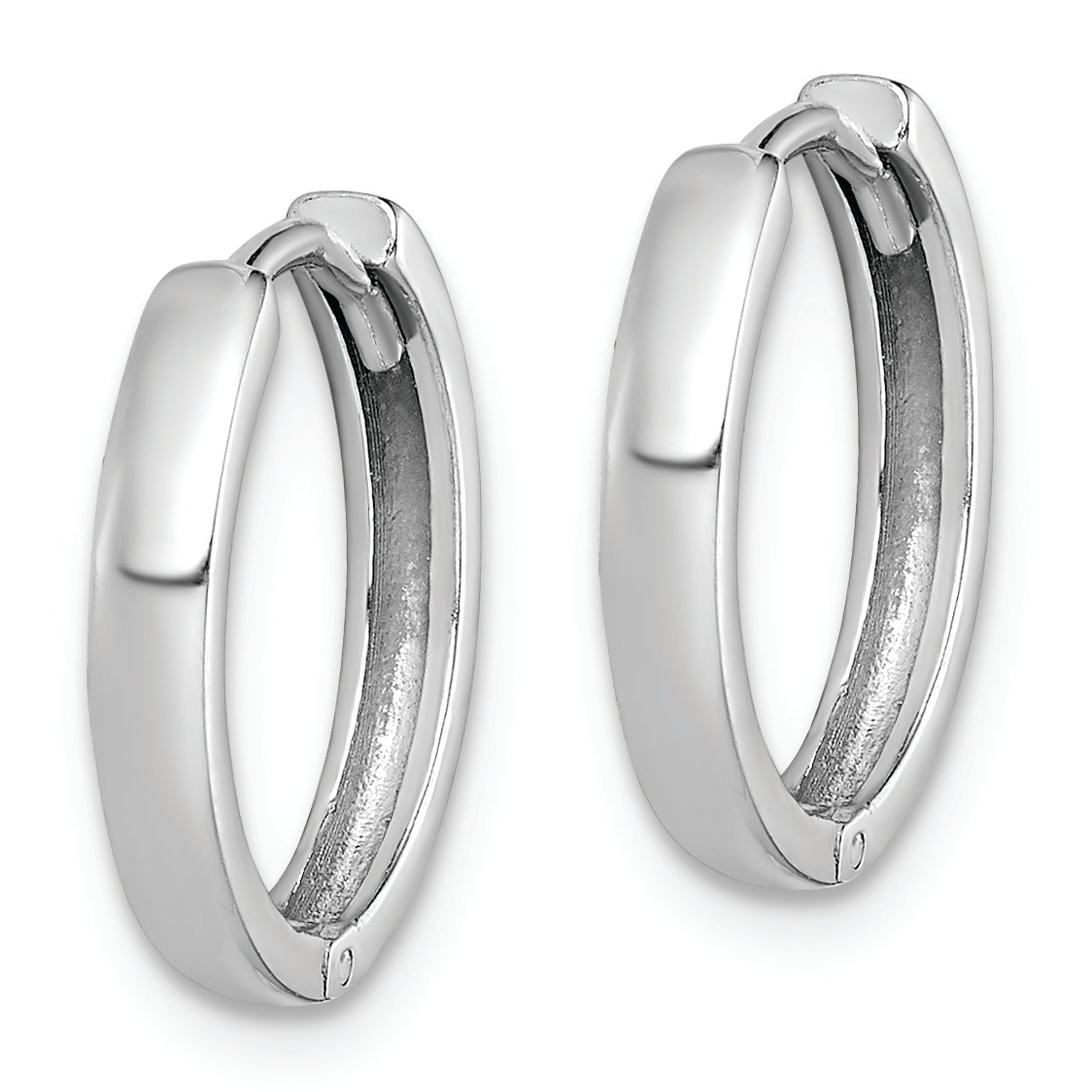 Sterling Silver Rhodium Polished Hinged Hoop Earrings Secondary image