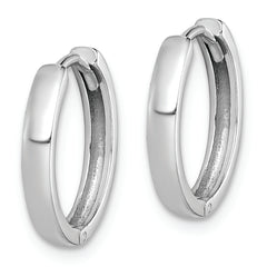 Sterling Silver Rhodium Polished Hinged Hoop Earrings