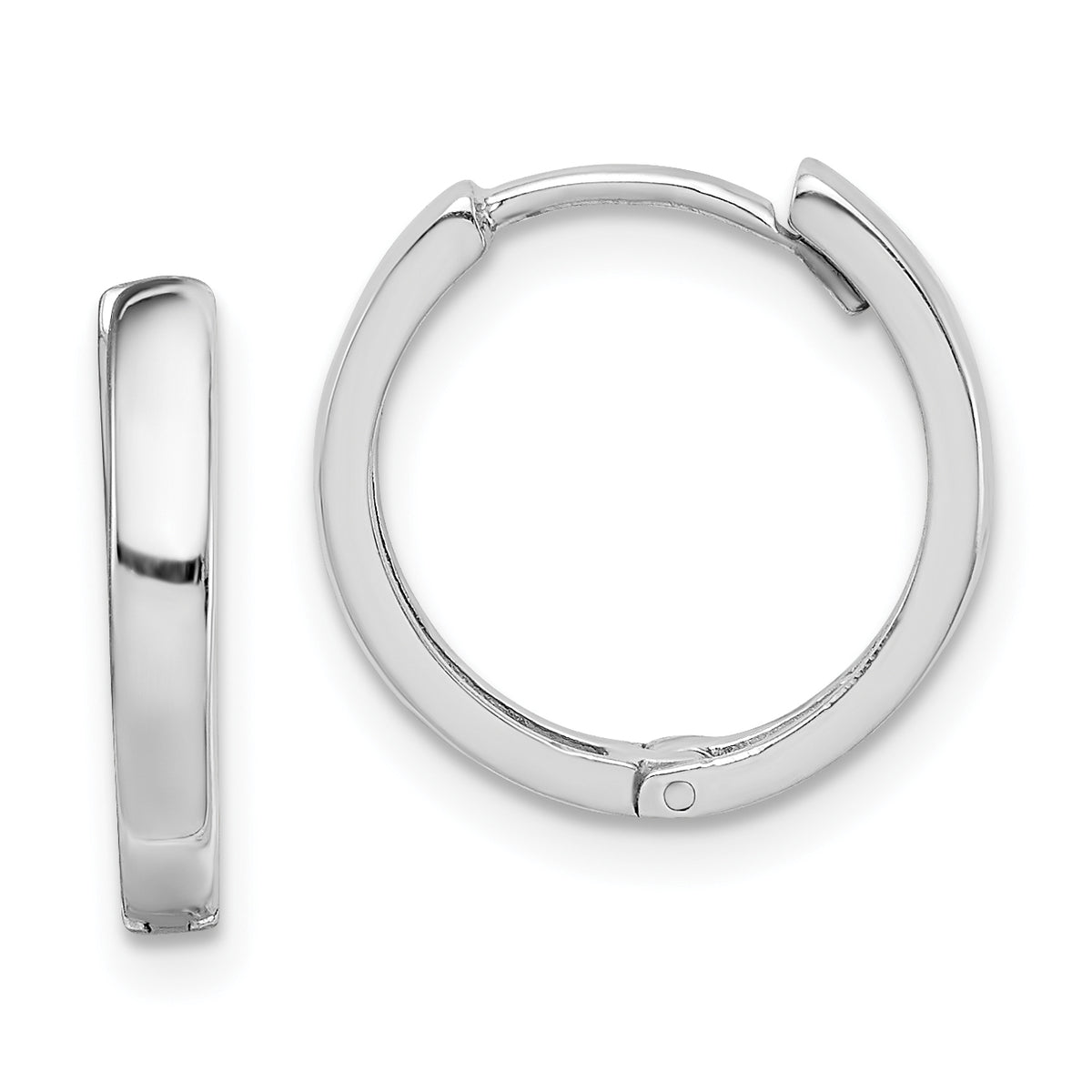 Sterling Silver Rhodium Polished Hinged Hoop Earrings