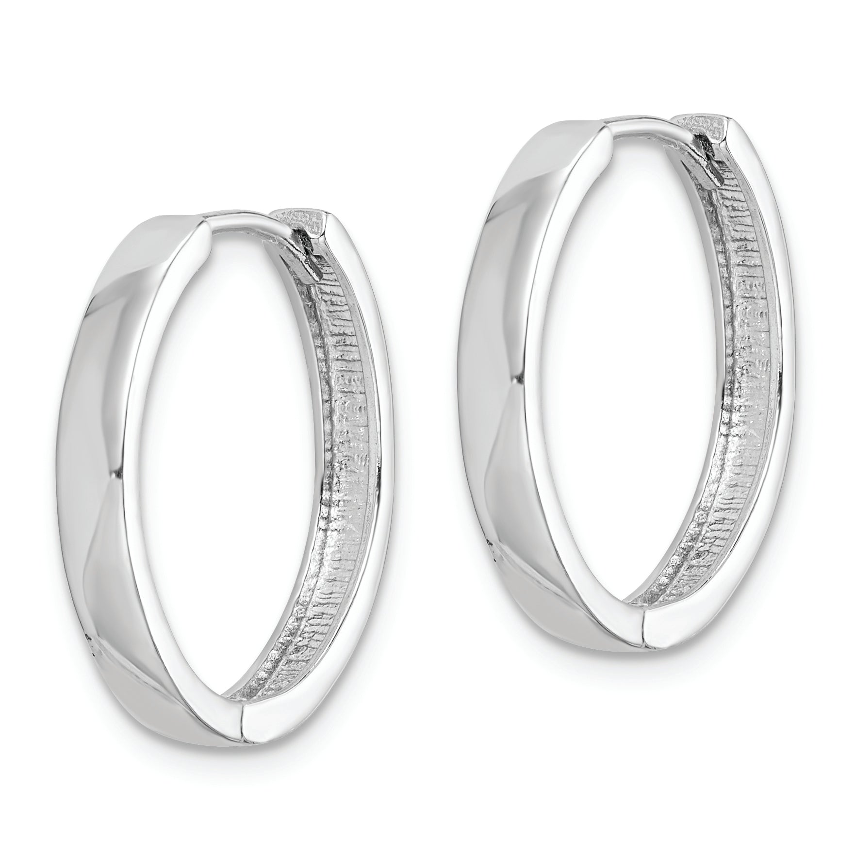 Sterling Silver Rhodium Polished Hinged Hoop Earrings Secondary image