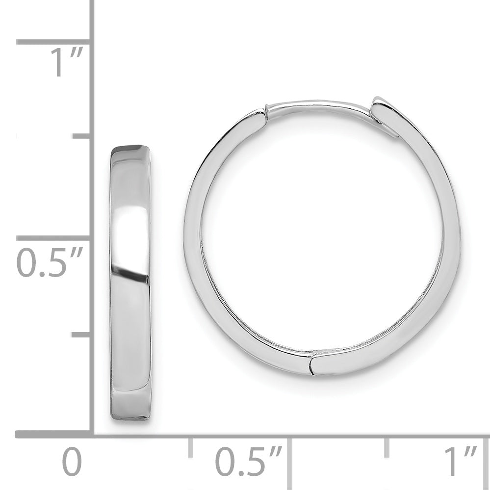 Sterling Silver Rhodium Polished Hinged Hoop Earrings