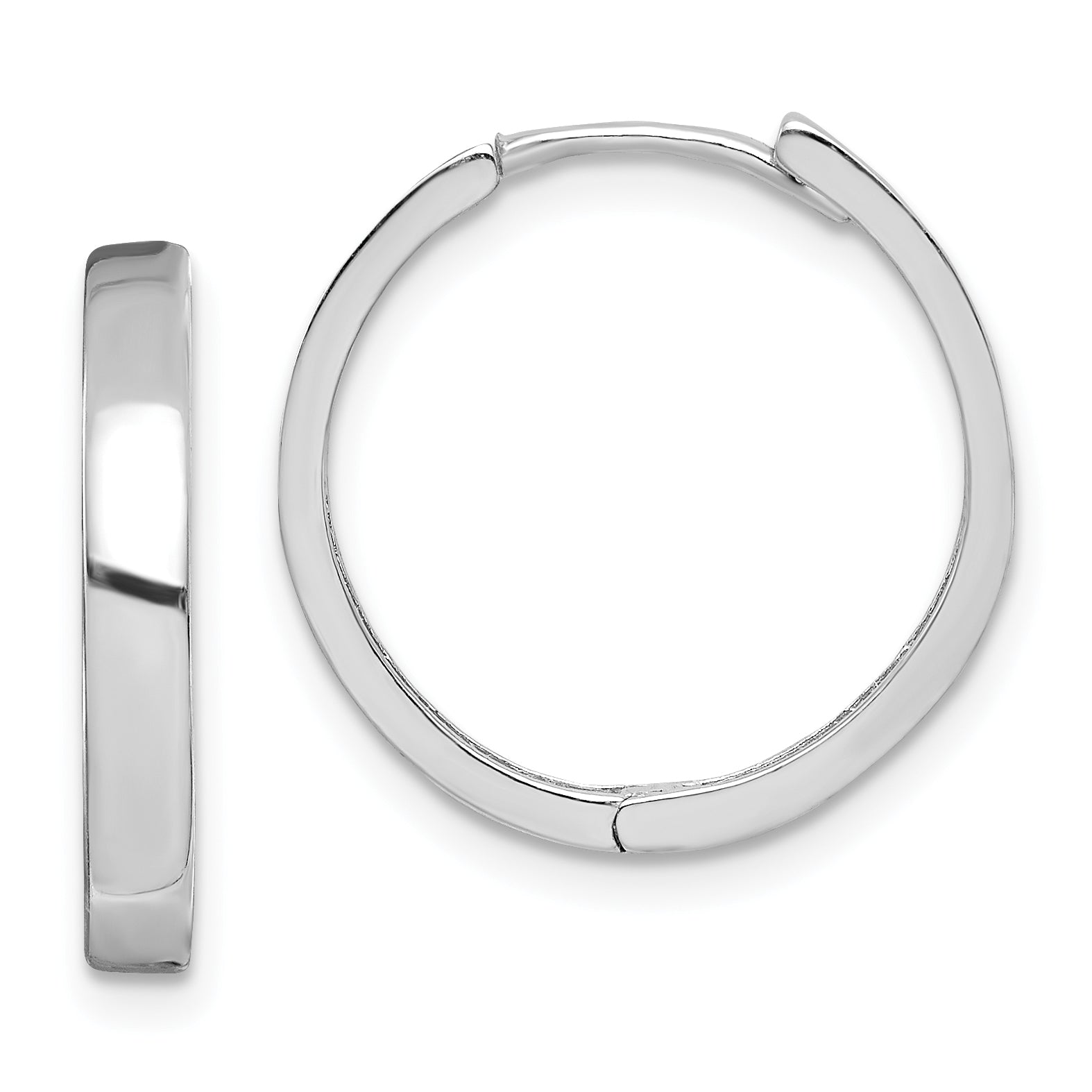 Sterling Silver Rhodium Polished Hinged Hoop Earrings Main image