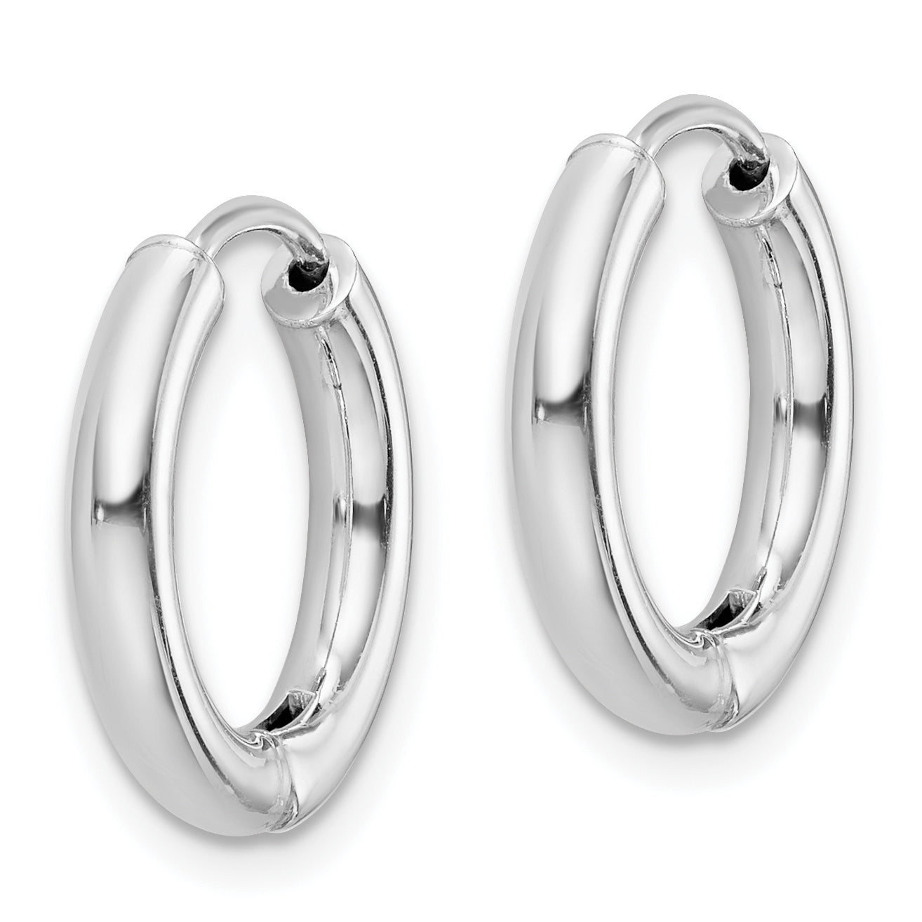 Sterling Silver Rhodium-plated Polished Hollow Hinged Hoop Earrings Secondary image