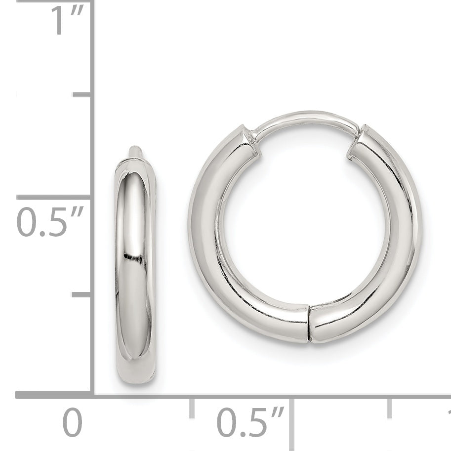 Sterling Silver Rhodium-plated Polished Hollow Hinged Hoop Earrings
