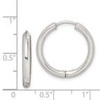 Sterling Silver Rhodium-plated Polished Hollow Hinged Hoop Earrings