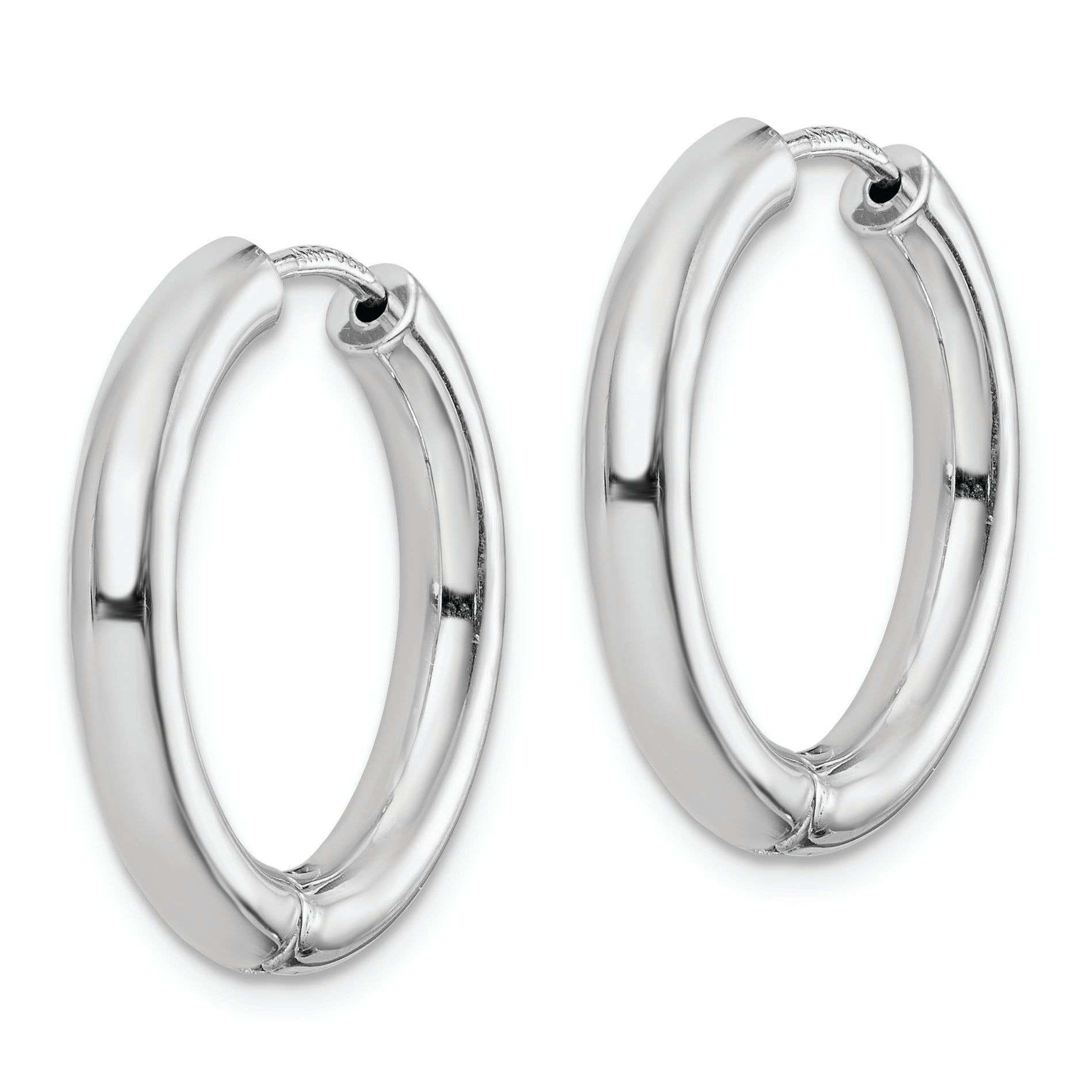 Sterling Silver Rhodium Polished Hinged Hoop Earrings Secondary image