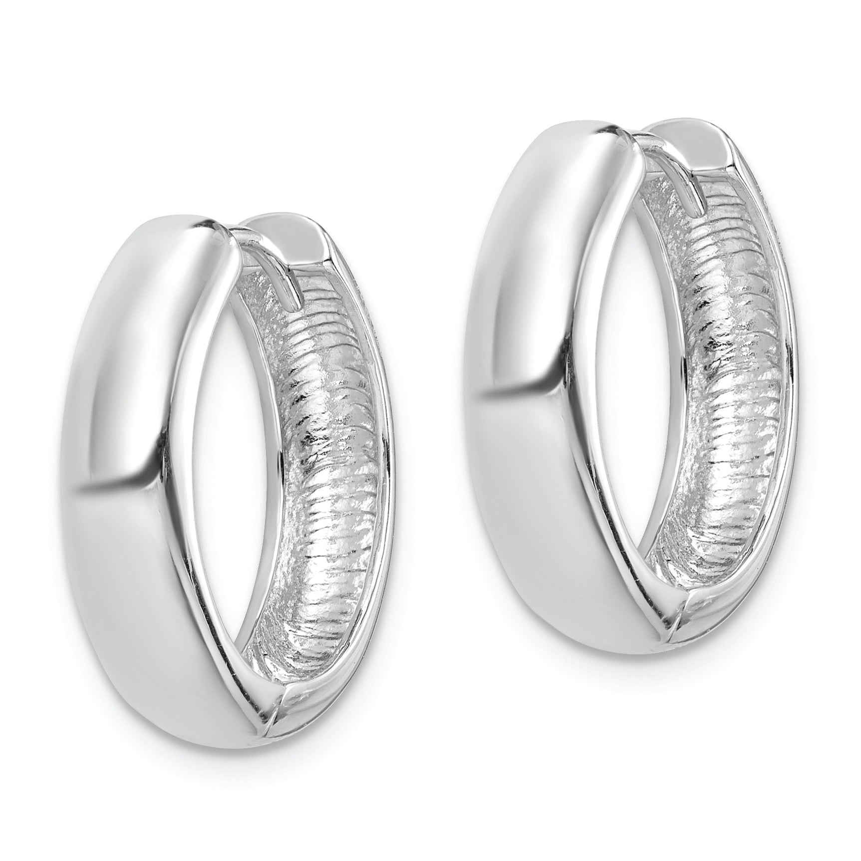 Sterling Silver Rhodium Polished Hinged Hoop Earrings Secondary image