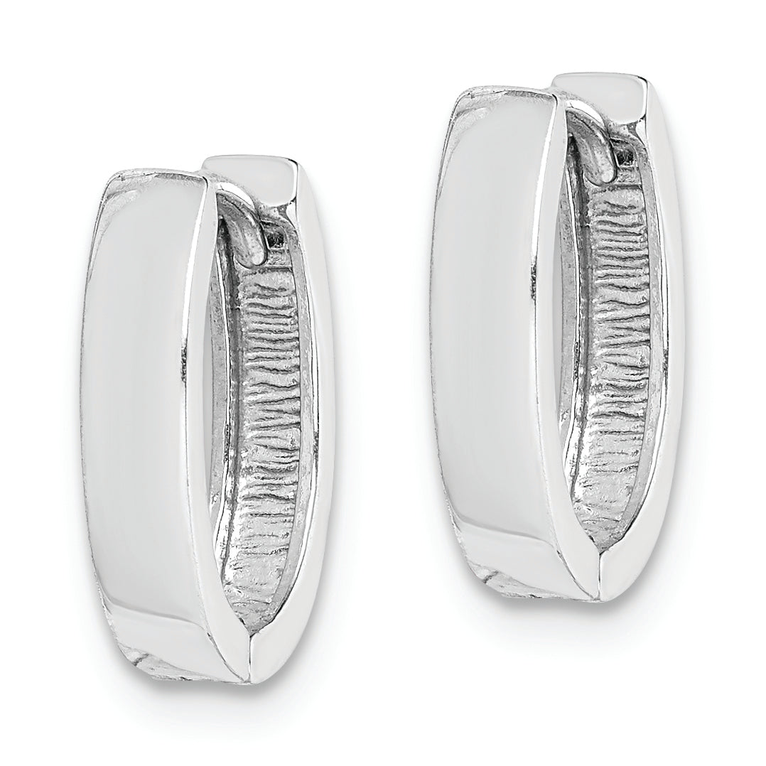 Sterling Silver Rhodium Polished Hinged Hoop Earrings Secondary image