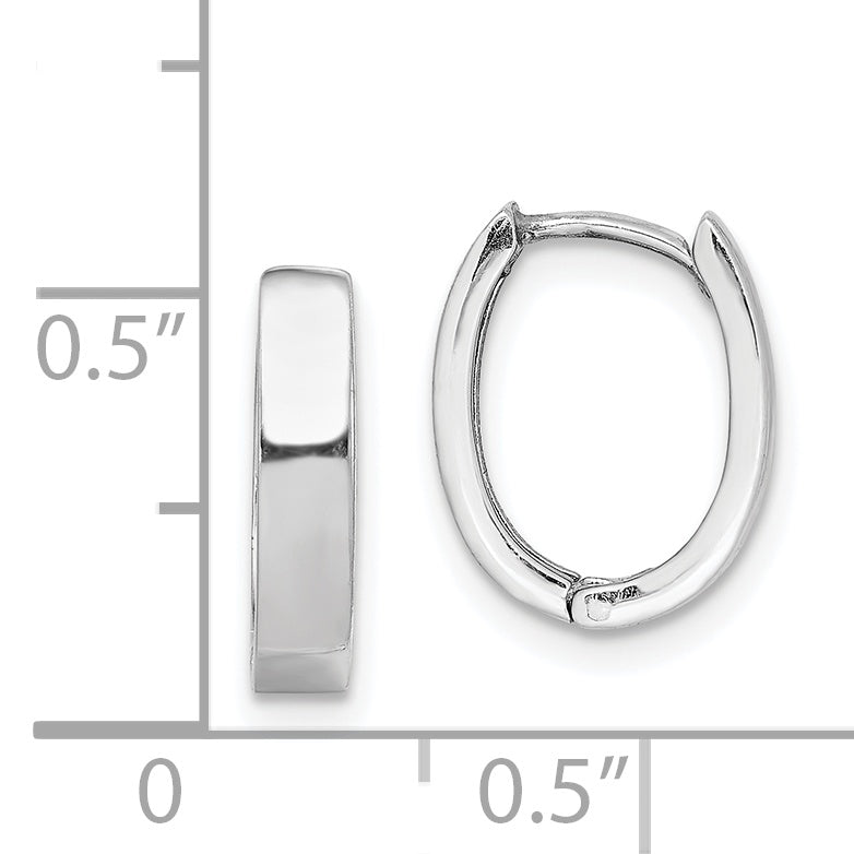 Sterling Silver Rhodium Polished Hinged Hoop Earrings