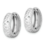 Sterling Silver Rhodium Polished Diamond Cut Hoop Earrings