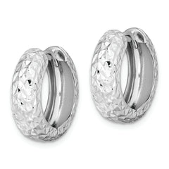 Sterling Silver Rhodium Polished Diamond Cut Hoop Earrings