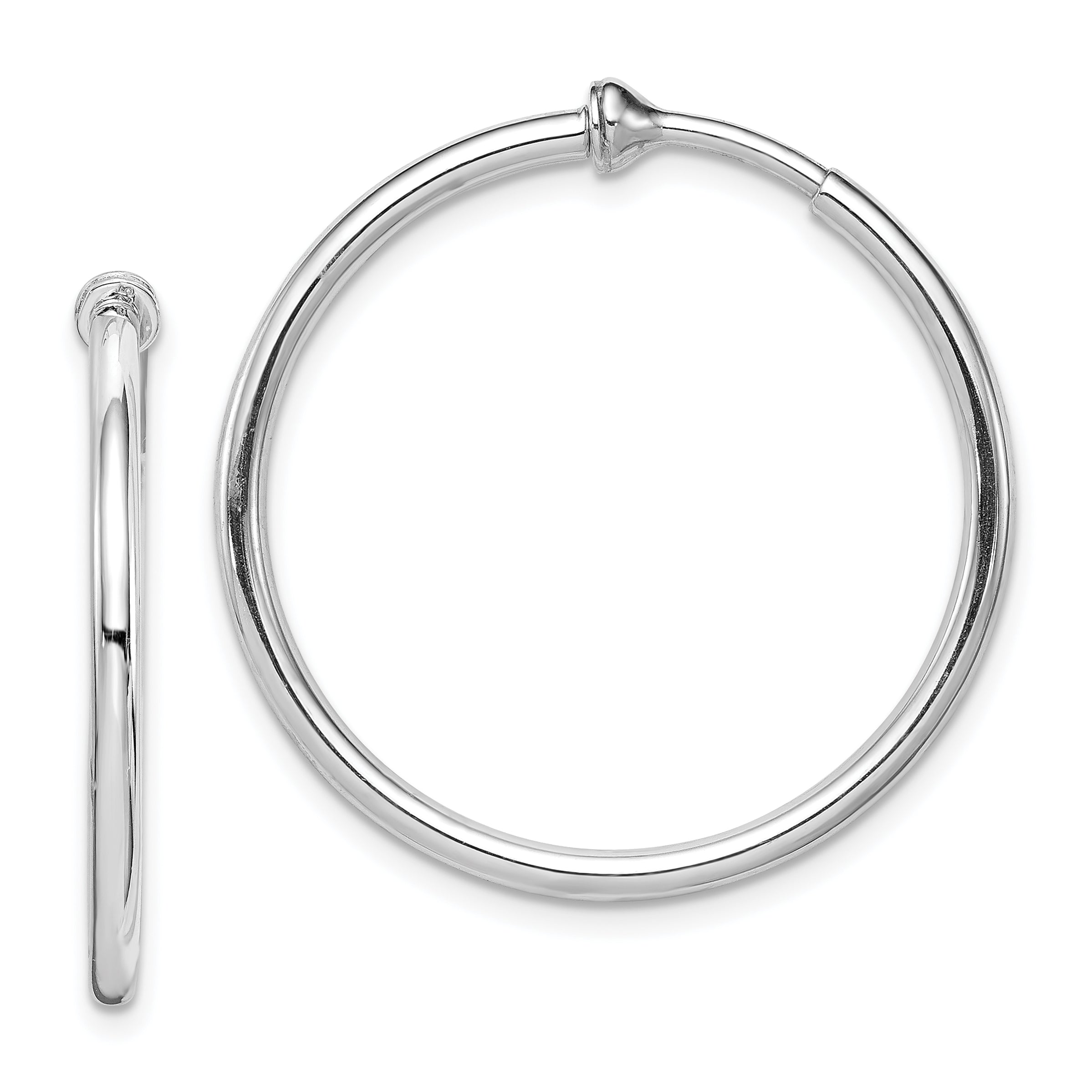 Sterling Silver RH-plated 2x28mm Non-Pierced Round Hoop Earrings Main image