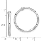 Sterling Silver RH-plated 2x24mm Non-Pierced Round Hoop Earrings
