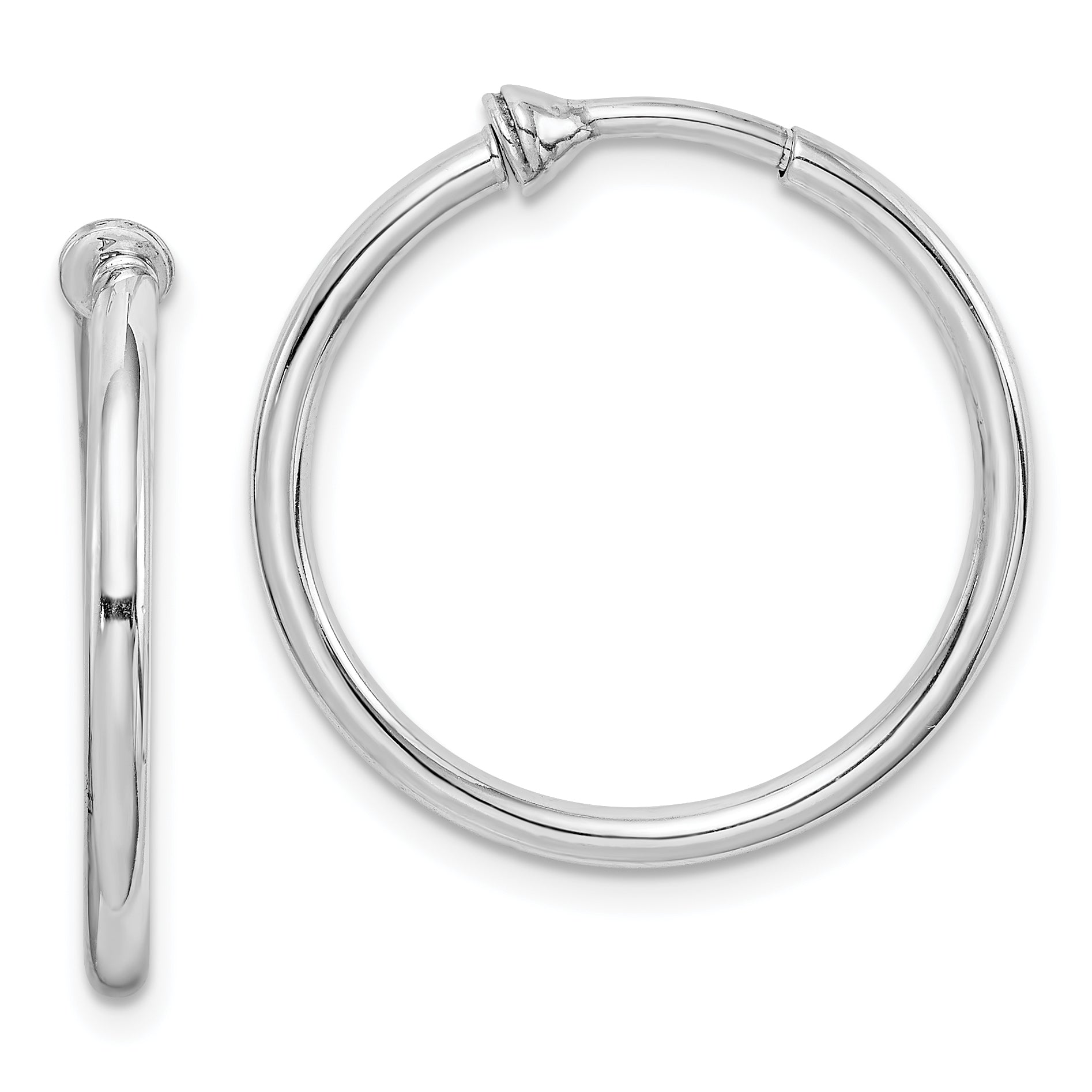 Sterling Silver RH-plated 2x24mm Non-Pierced Round Hoop Earrings Main image