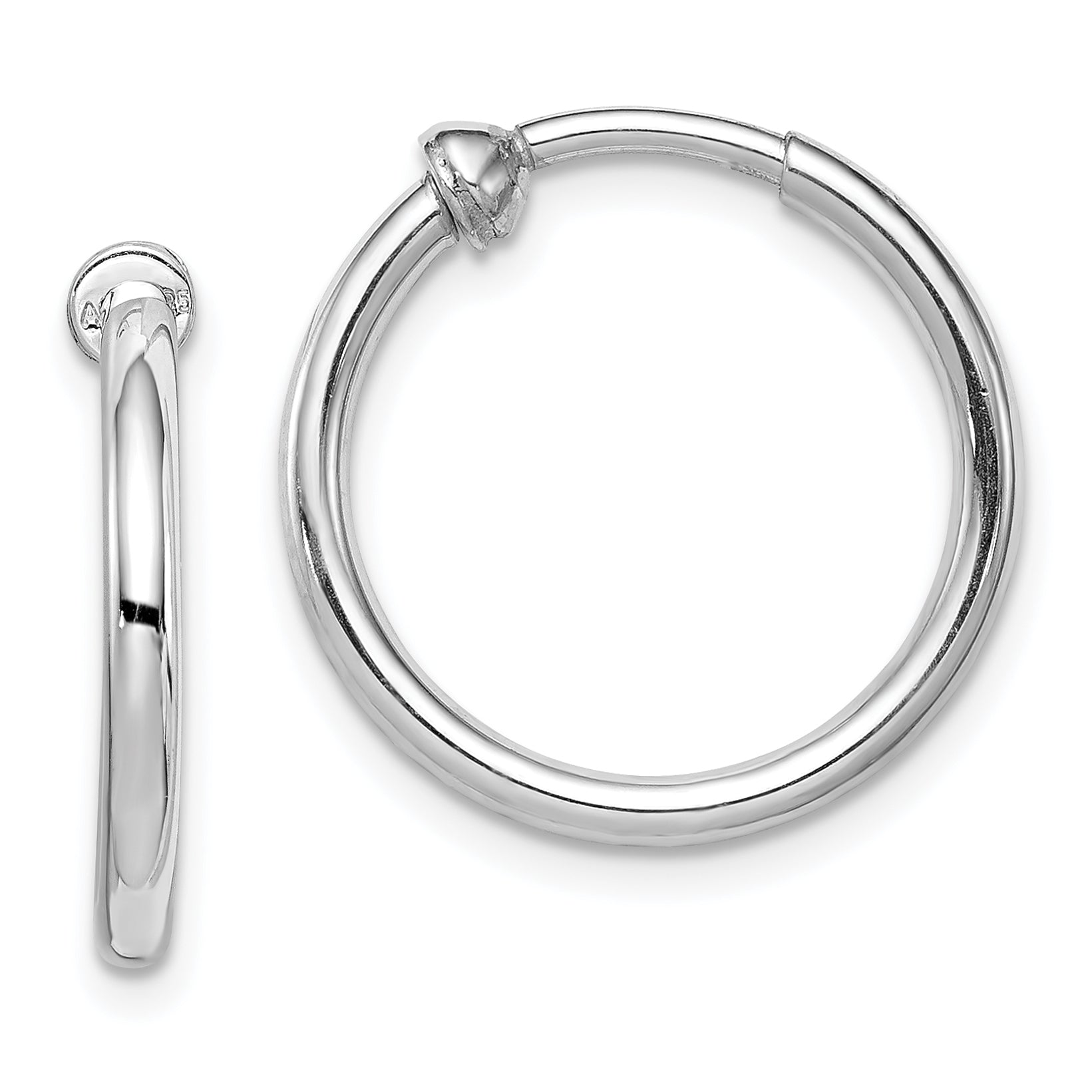 Sterling Silver RH-plated 2x19mm Non-Pierced Round Hoop Earrings Main image