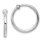 Sterling Silver RH-plated 2x19mm Non-Pierced Round Hoop Earrings