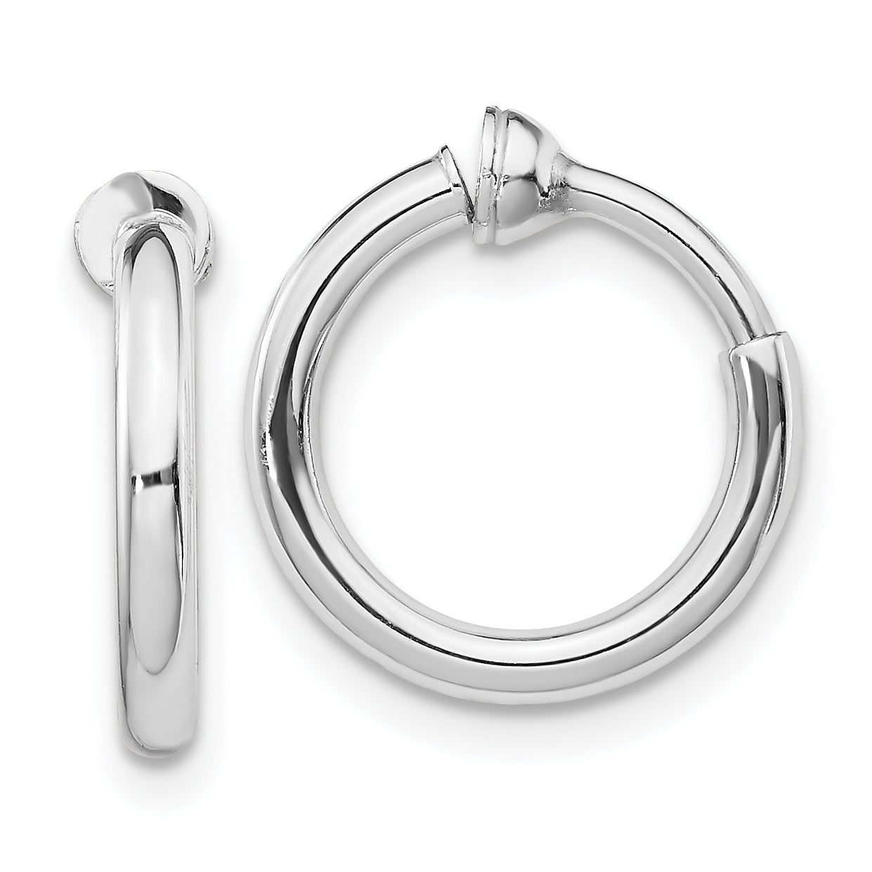 Sterling Silver RH-plated 2x14mm Non-Pierced Round Hoop Earrings Main image