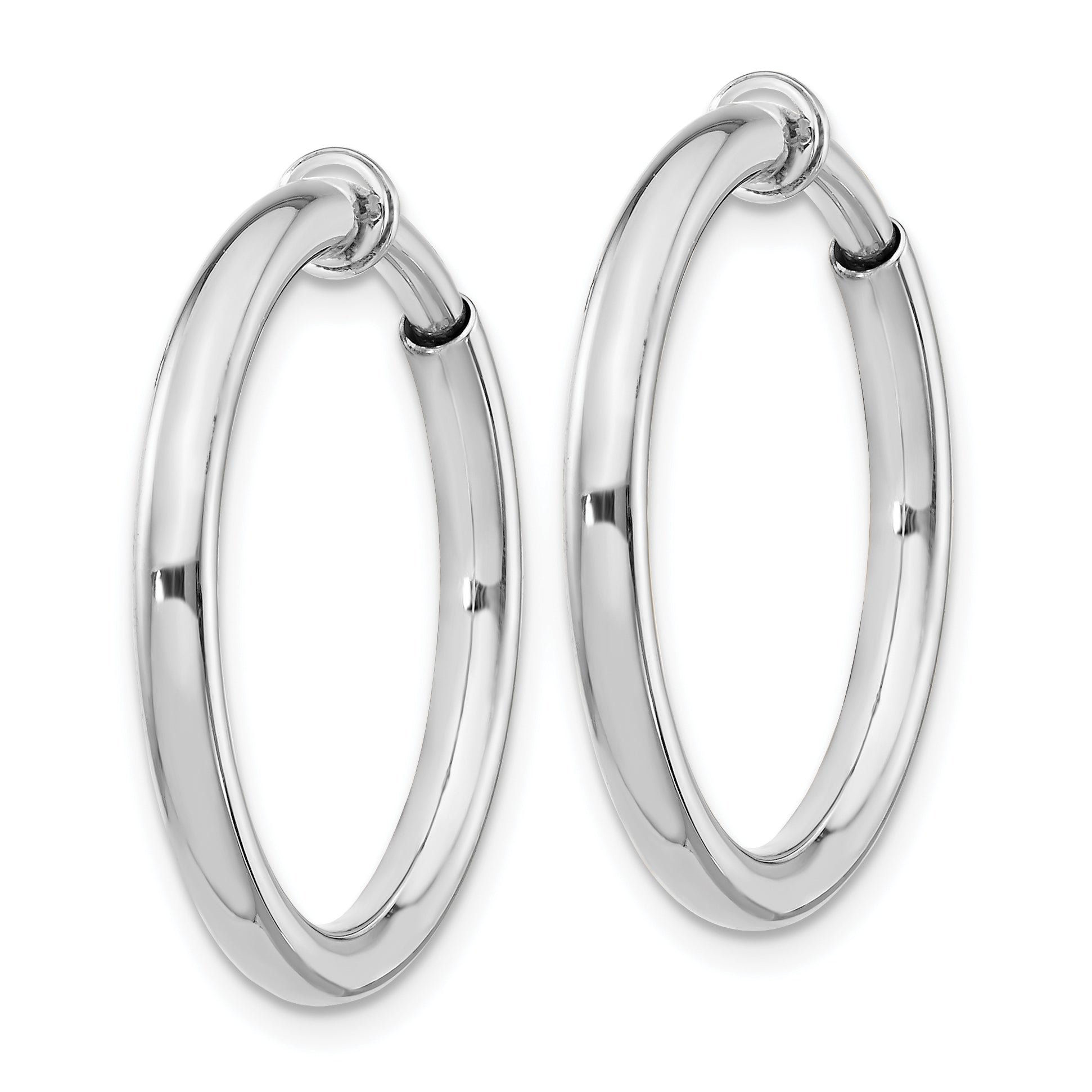 Sterling Silver RH-plated 2.5x25mm Non-Pierced Round Hoop Earrings Secondary image