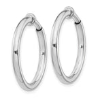 Sterling Silver RH-plated 2.5x25mm Non-Pierced Round Hoop Earrings