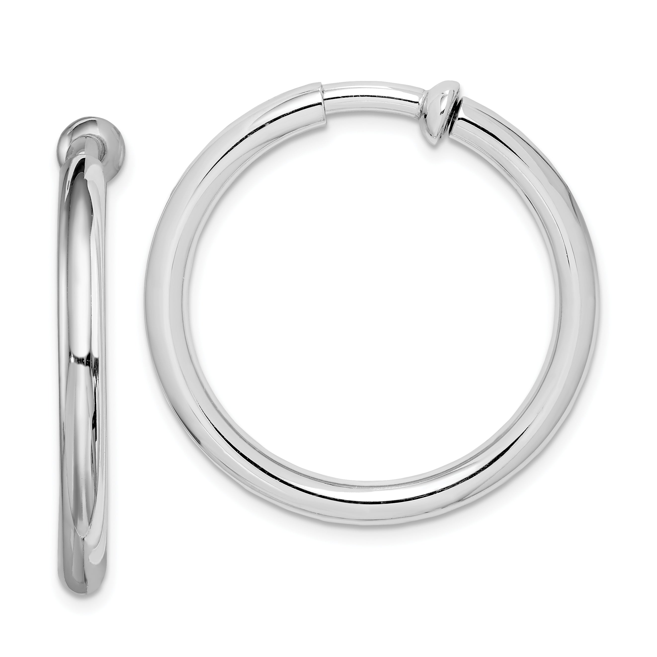 Sterling Silver RH-plated 3x31mm Non-Pierced Round Hoop Earrings Main image