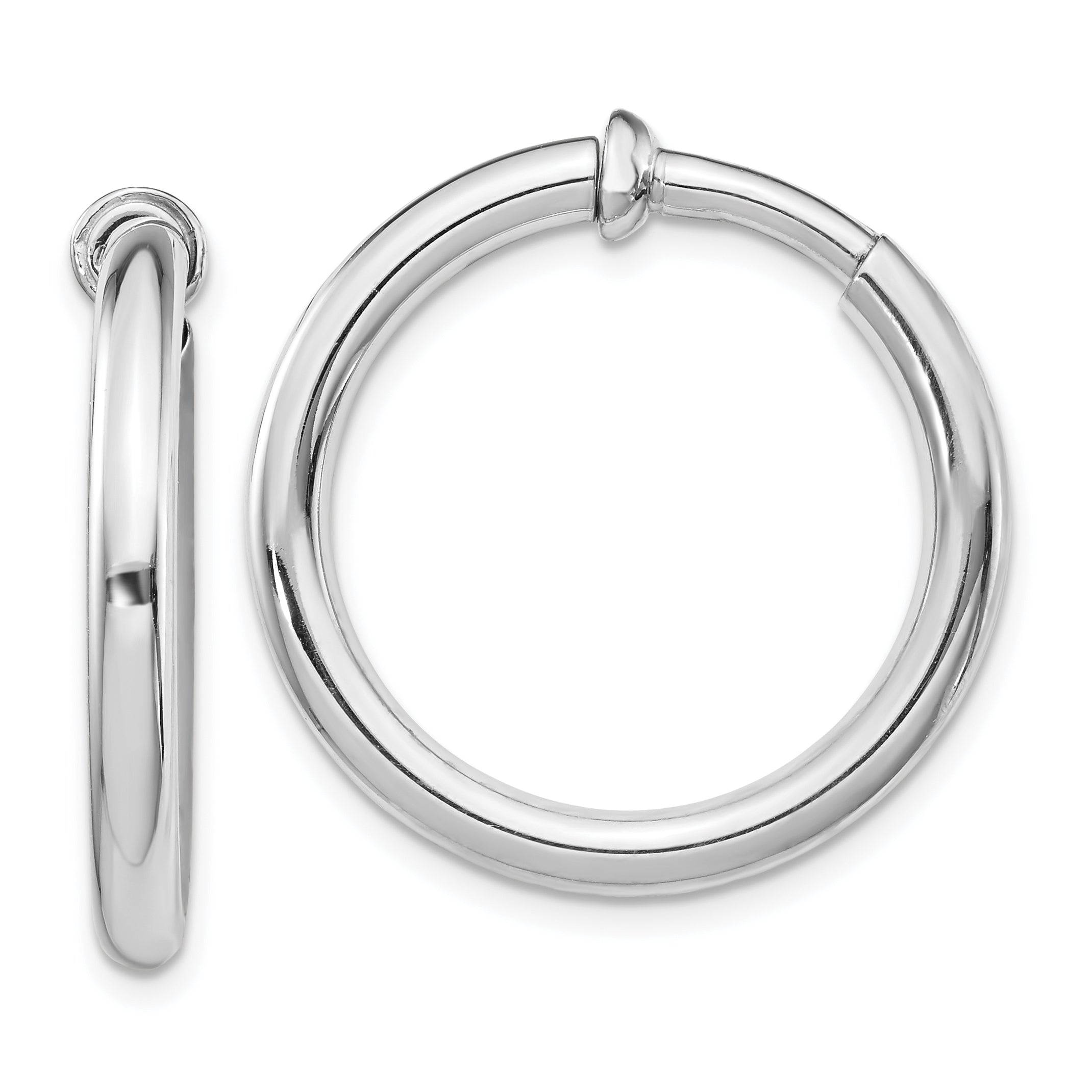 Sterling Silver RH-plated 3x27mm Non-Pierced Round Hoop Earrings Main image
