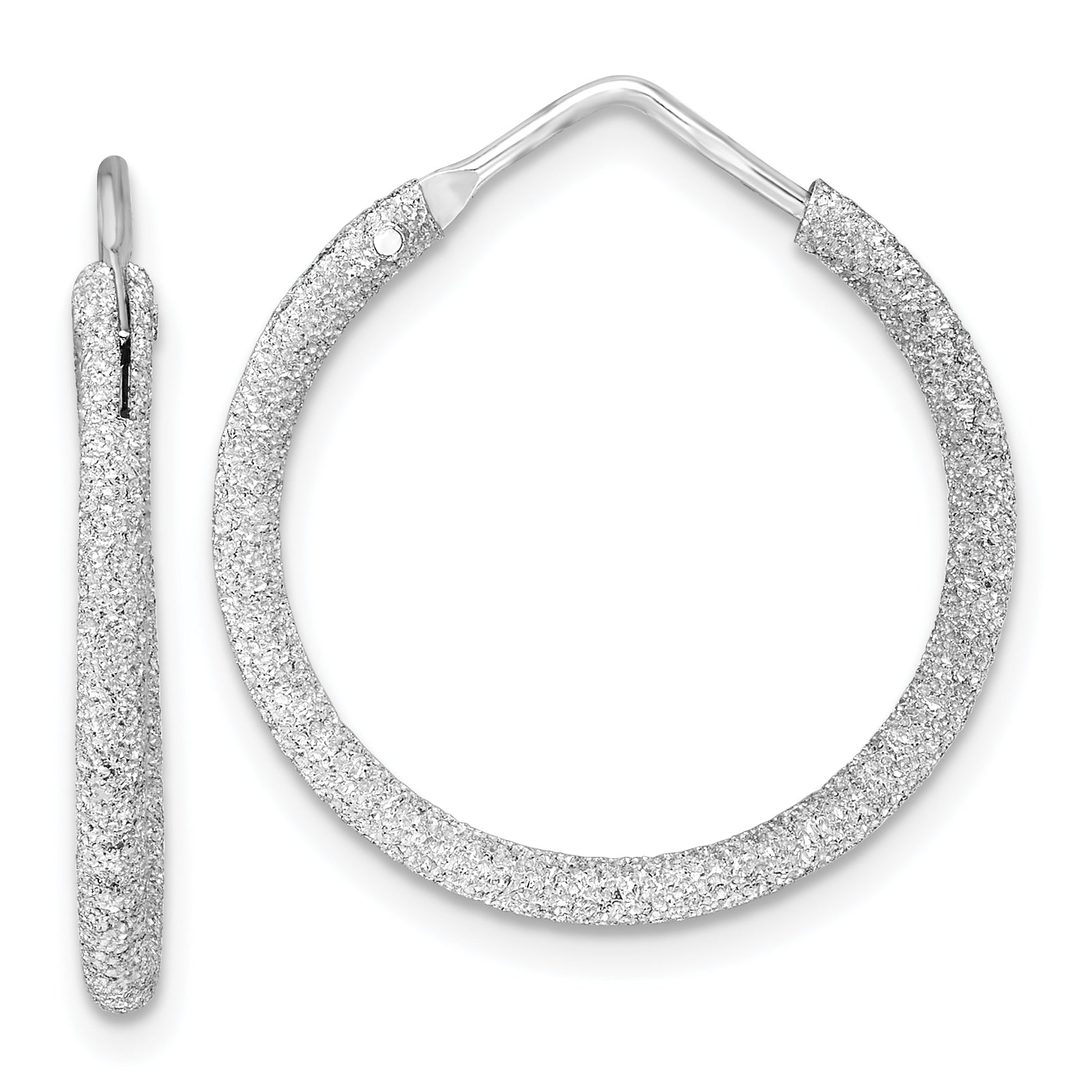 Sterling Silver Rhodium-plated Laser Cut 2mm Endless Hoop Earrings Main image