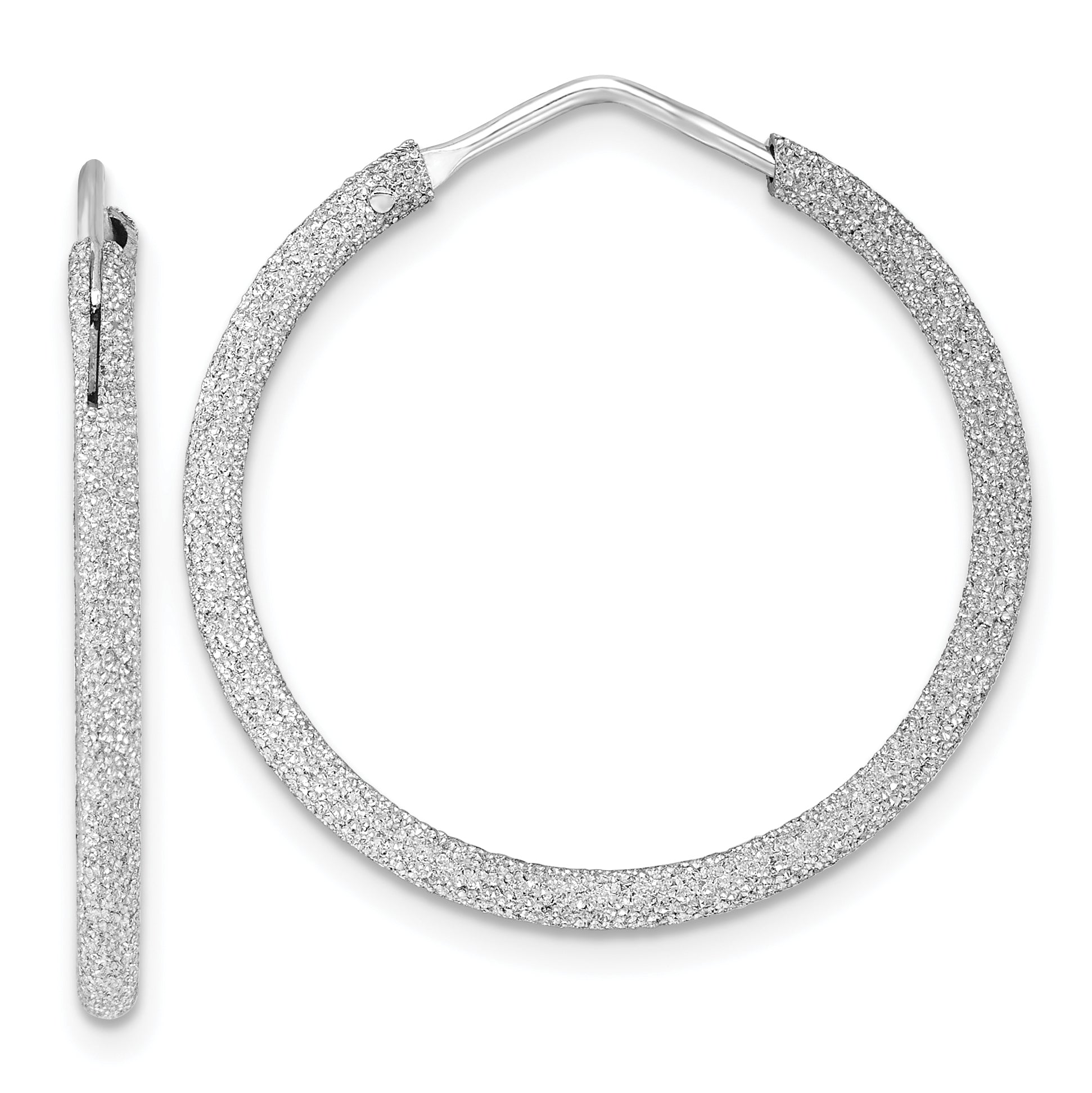 Sterling Silver Rhodium-plated Laser Cut 2mm Endless Hoop Earrings Main image
