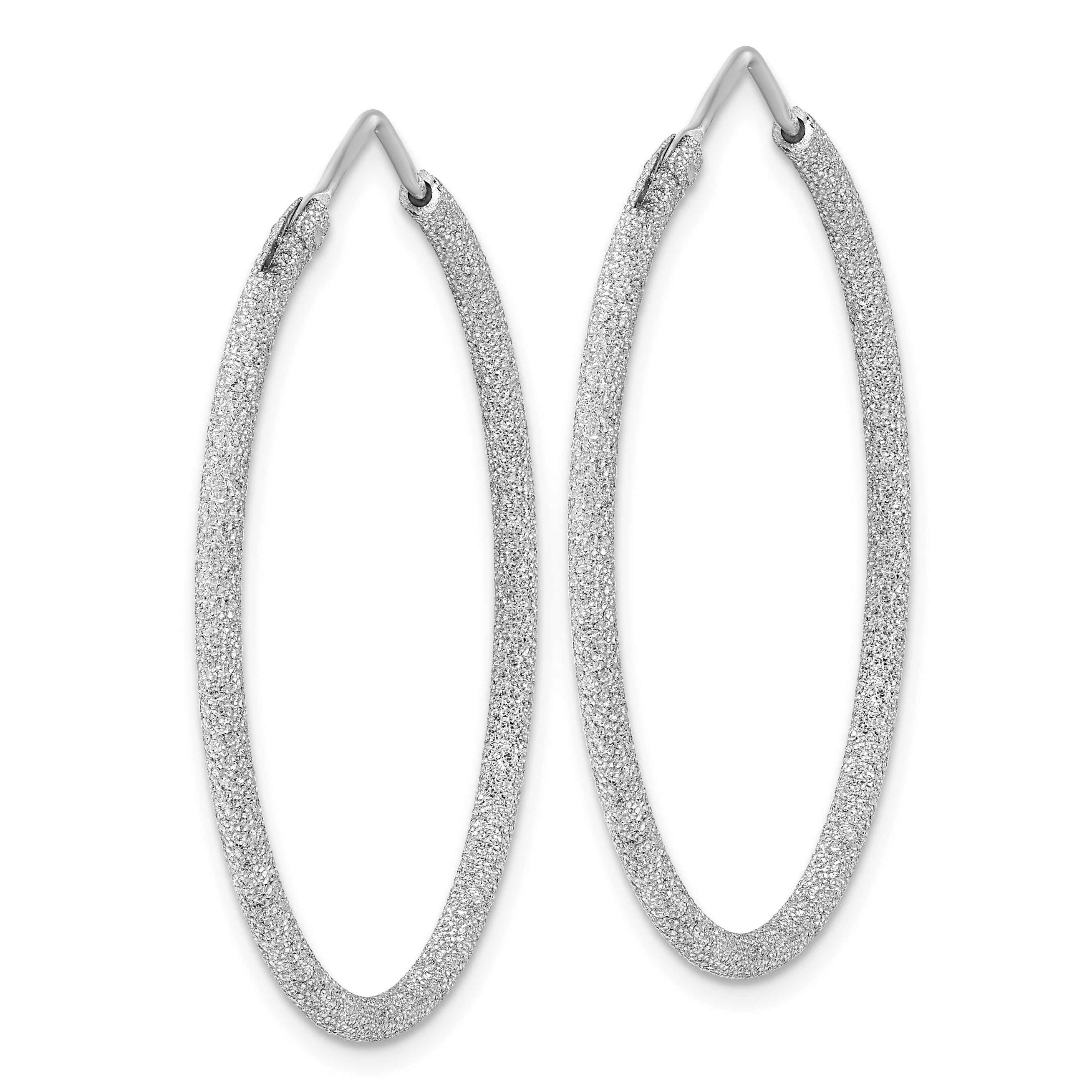 Sterling Silver Rhodium-plated Laser Cut 2mm Endless Hoop Earrings Secondary image