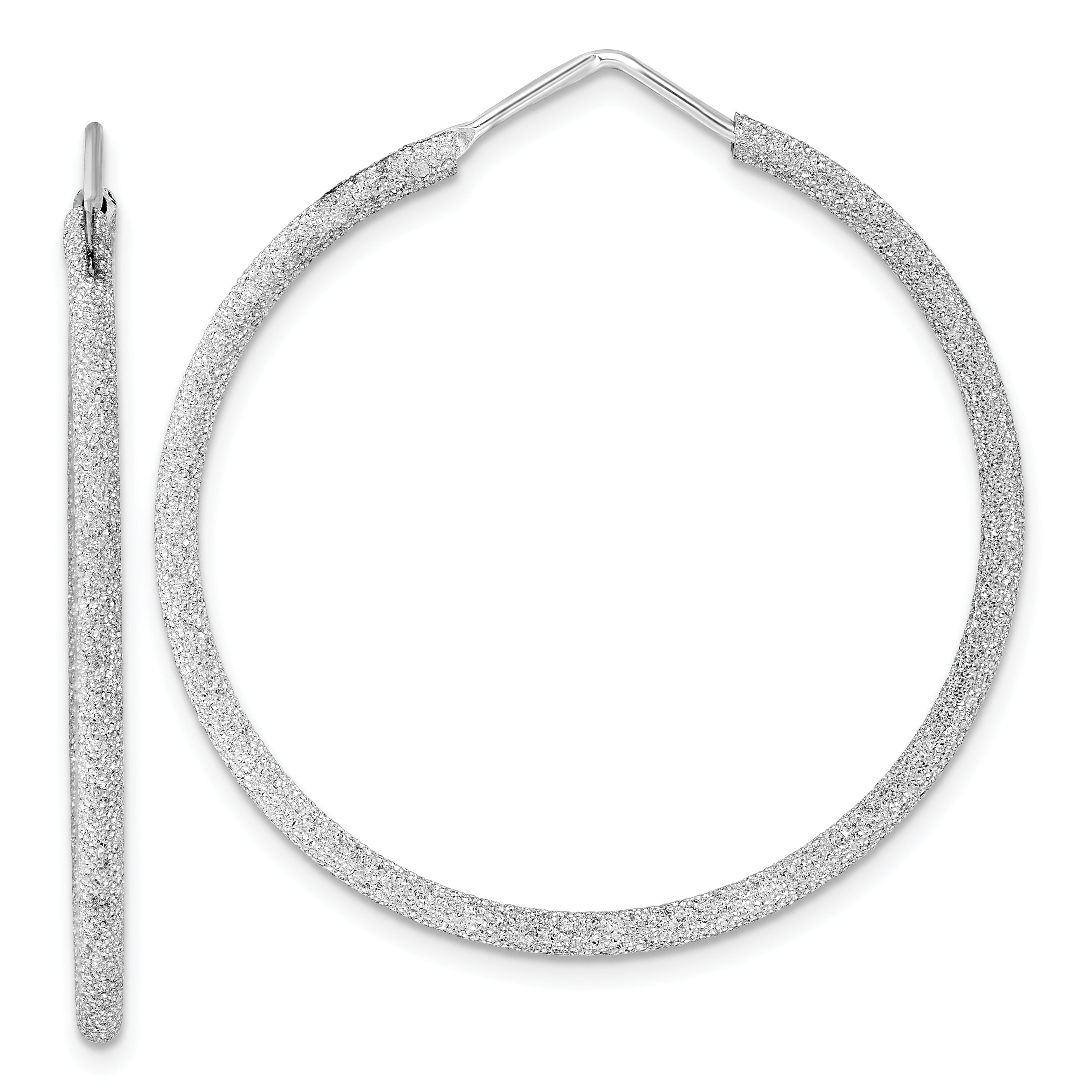 Sterling Silver Rhodium-plated Laser Cut 2mm Endless Hoop Earrings Main image