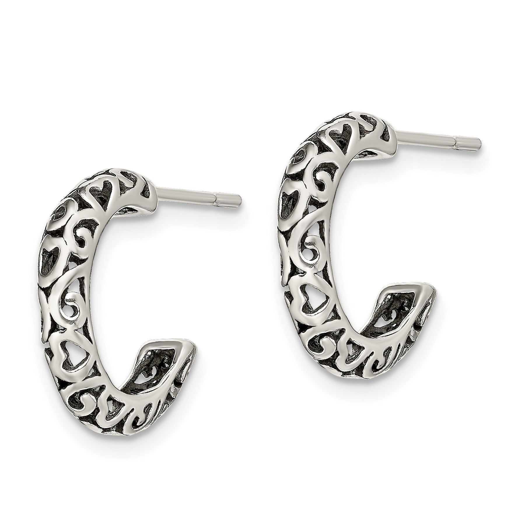 Sterling Silver Antique Post Hoop Earrings Secondary image