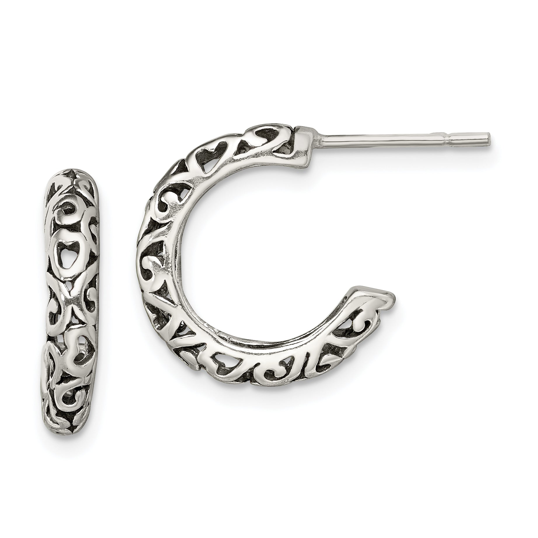 Sterling Silver Antique Post Hoop Earrings Main image