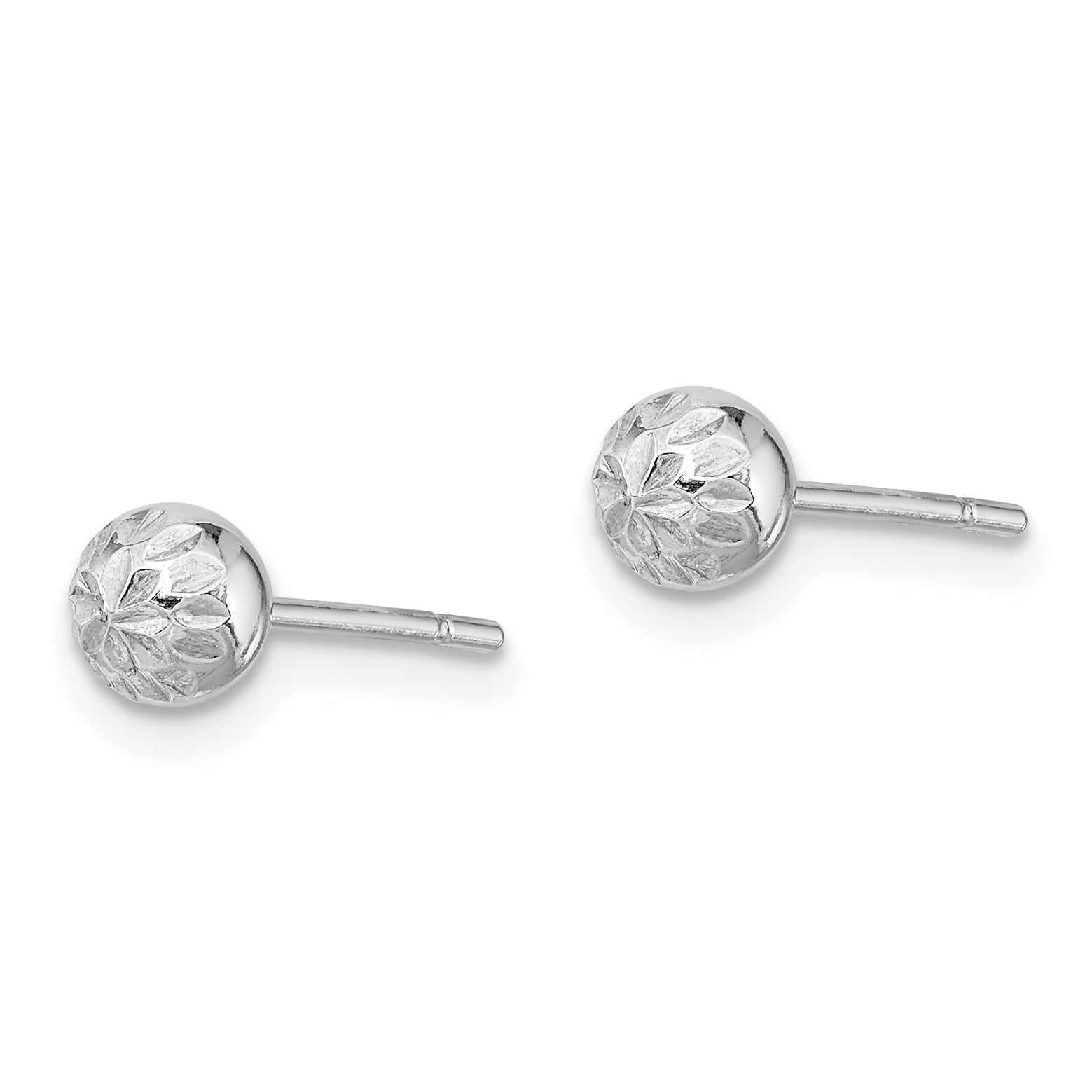 Sterling Silver Rhodium Plated 5mm Diamond Cut Post Earrings Secondary image