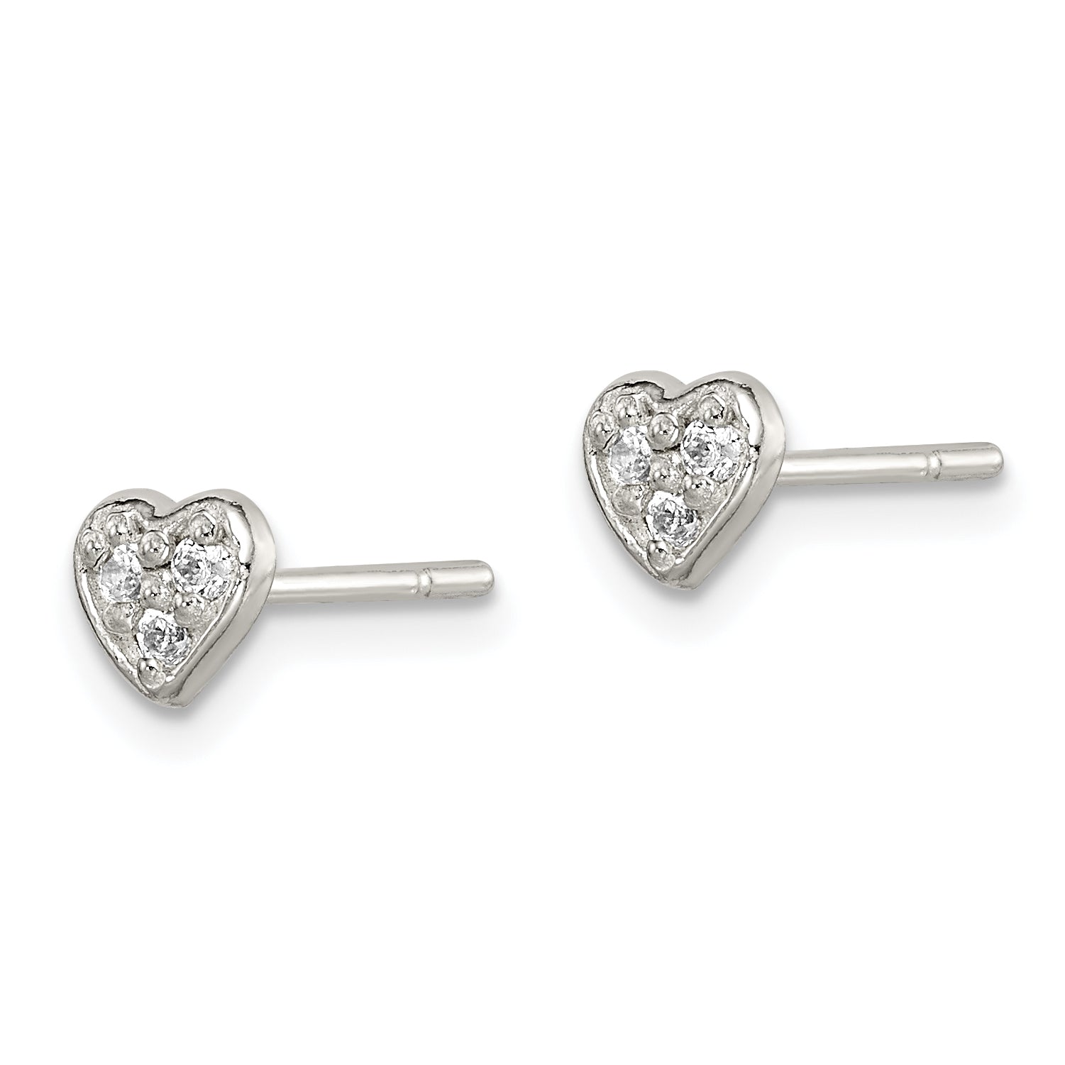 Sterling Silver Polished CZ Heart Children's Post Earrings Secondary image