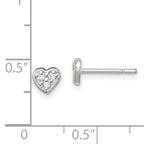 Sterling Silver Polished CZ Heart Children's Post Earrings