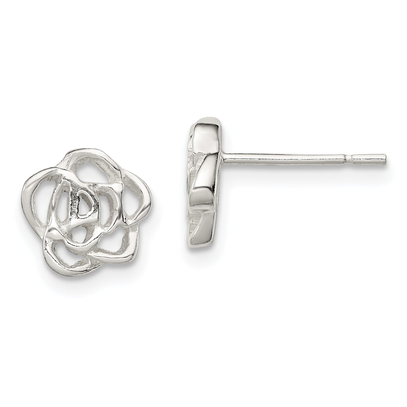 Sterling Silver Polished Flower Post Earrings Main image